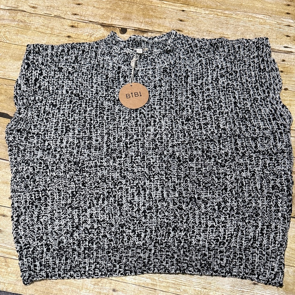 BiBi Black, Gray, and White Knit Top/Vest